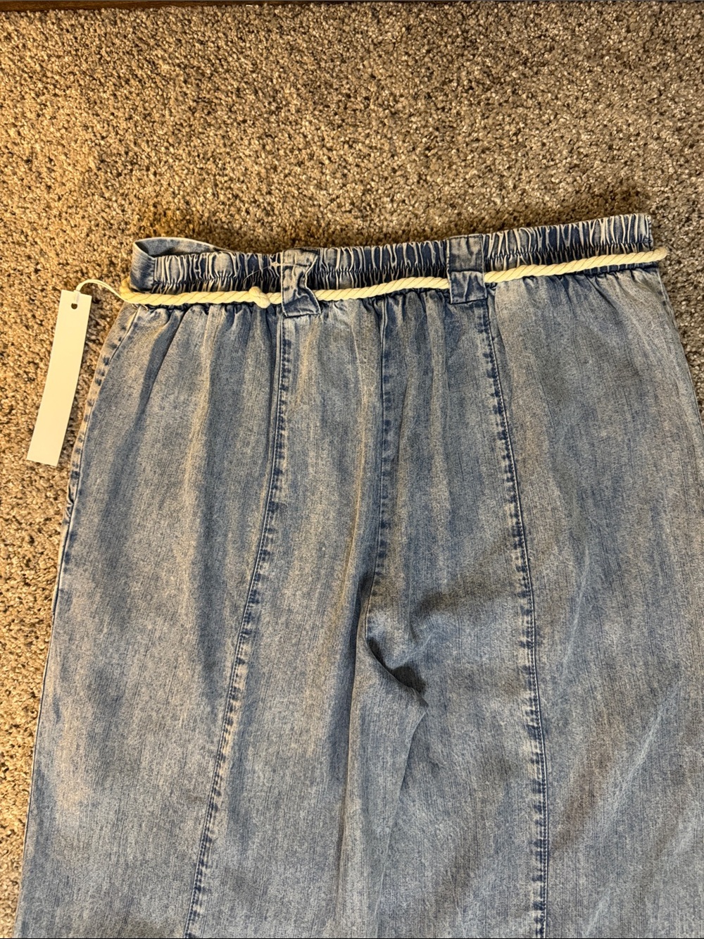 Jane + Delancey Light Blue Pull On Pant with Cord Belt & Elastic Back - Picture 11 of 13